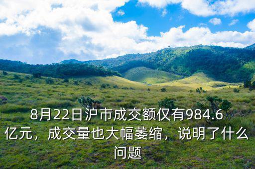 8月22日滬市成交額僅有984.6億元，成交量也大幅萎縮，說明了什么問題
