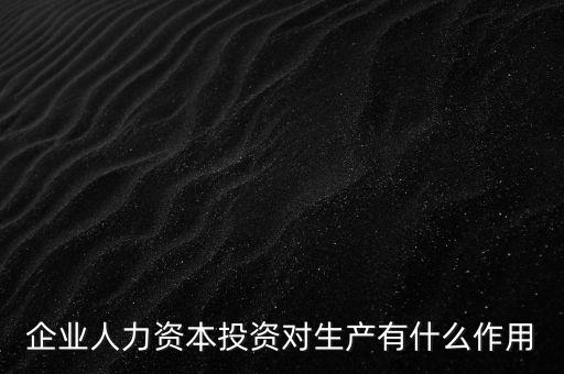 企業人力資本投資對生產有什么作用