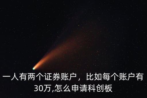 一人有兩個證券賬戶，比如每個賬戶有30萬,怎么申請科創板