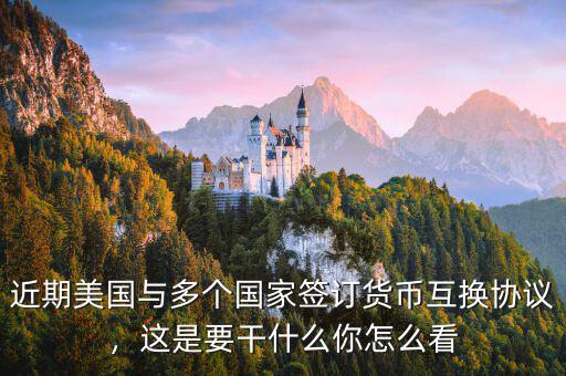 近期美國與多個國家簽訂貨幣互換協議，這是要干什么你怎么看