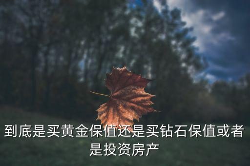 到底是買黃金保值還是買鉆石保值或者是投資房產