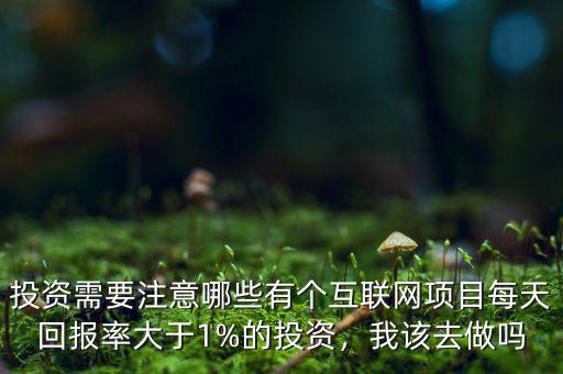 投資需要注意哪些有個互聯網項目每天回報率大于1%的投資，我該去做嗎