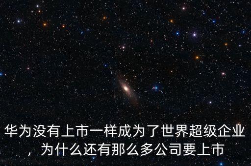 華為沒有上市一樣成為了世界超級企業，為什么還有那么多公司要上市