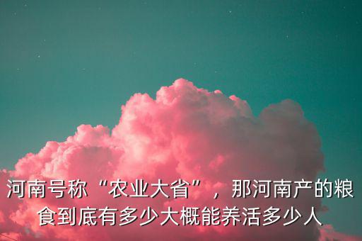 河南號稱“農業大省”，那河南產的糧食到底有多少大概能養活多少人