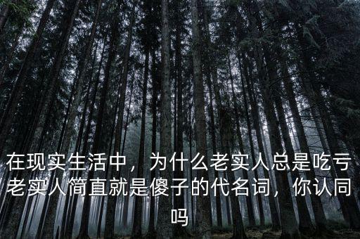 在現實生活中，為什么老實人總是吃虧老實人簡直就是傻子的代名詞，你認同嗎