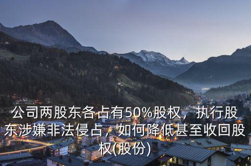 公司兩股東各占有50%股權(quán)，執(zhí)行股東涉嫌非法侵占，如何降低甚至收回股權(quán)(股份)