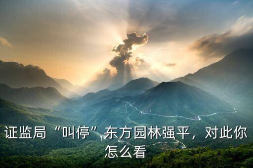 證監(jiān)局“叫停”東方園林強(qiáng)平，對(duì)此你怎么看