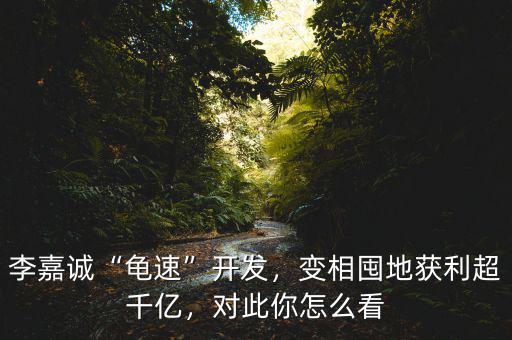 李嘉誠“龜速”開發(fā)，變相囤地獲利超千億，對此你怎么看