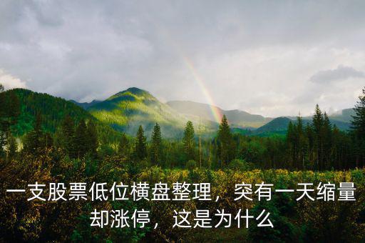 一支股票低位橫盤整理，突有一天縮量卻漲停，這是為什么