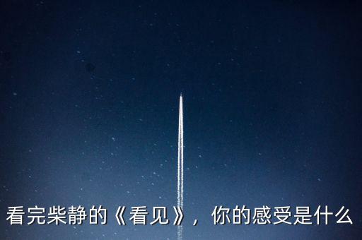 看完柴靜的《看見》，你的感受是什么