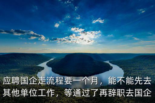應聘國企走流程要一個月，能不能先去其他單位工作，等通過了再辭職去國企