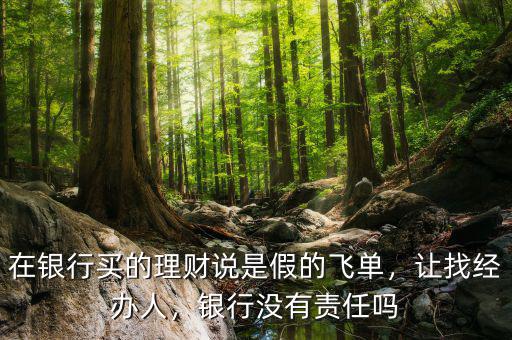 在銀行買的理財說是假的飛單，讓找經辦人，銀行沒有責任嗎