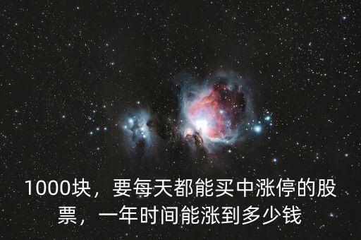 1000塊，要每天都能買中漲停的股票，一年時間能漲到多少錢