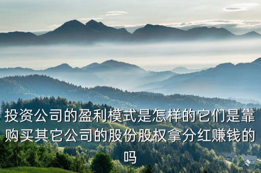 投資公司的盈利模式是怎樣的它們是靠購買其它公司的股份股權拿分紅賺錢的嗎