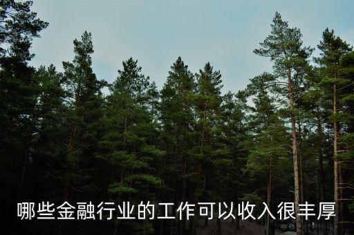 哪些金融行業的工作可以收入很豐厚