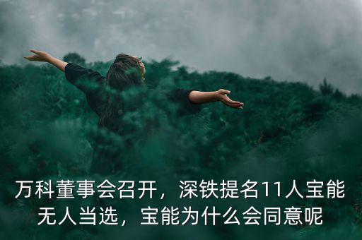 萬科董事會召開，深鐵提名11人寶能無人當(dāng)選，寶能為什么會同意呢
