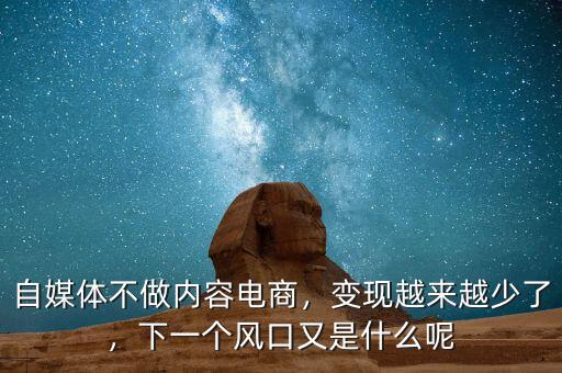 自媒體不做內容電商，變現越來越少了，下一個風口又是什么呢