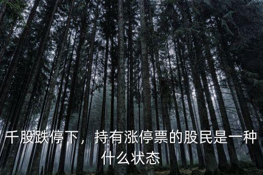 千股跌停下，持有漲停票的股民是一種什么狀態