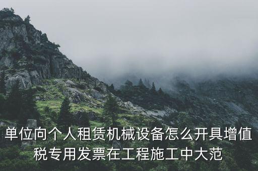 單位向個人租賃機械設備怎么開具增值稅專用發票在工程施工中大范