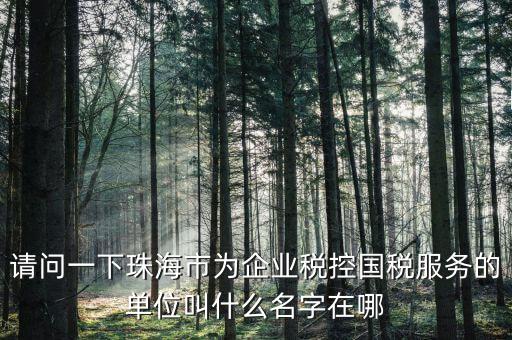 請問一下珠海市為企業稅控國稅服務的單位叫什么名字在哪