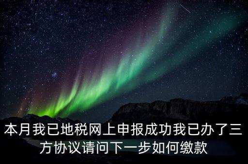 本月我已地稅網上申報成功我已辦了三方協議請問下一步如何繳款