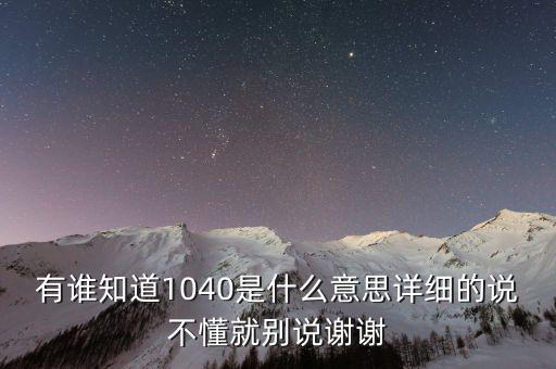 有誰知道1040是什么意思詳細的說不懂就別說謝謝