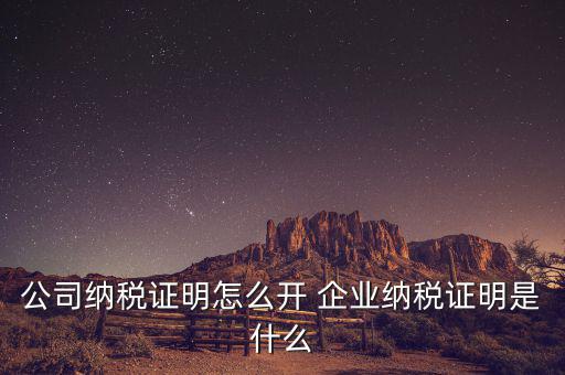 公司納稅證明怎么開 企業納稅證明是什么