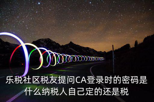 樂稅社區稅友提問CA登錄時的密碼是什么納稅人自己定的還是稅