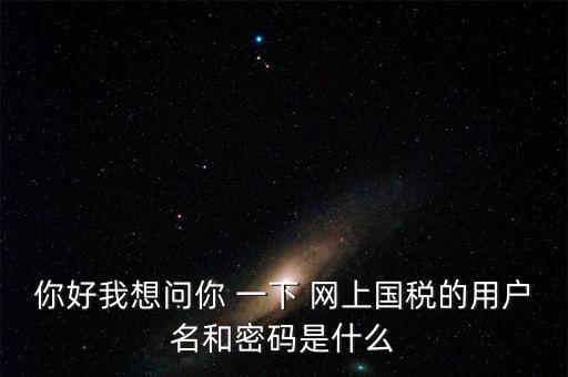 你好我想問你 一下 網上國稅的用戶名和密碼是什么