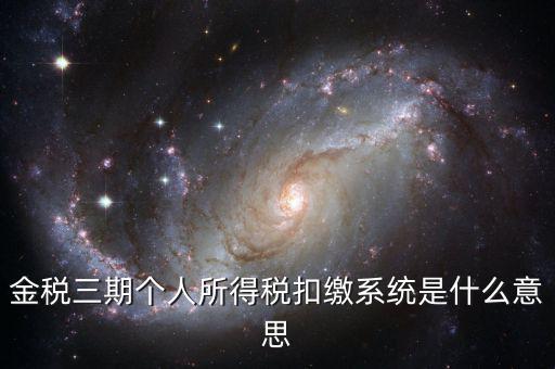 金稅三期個人所得稅扣繳系統是什么意思