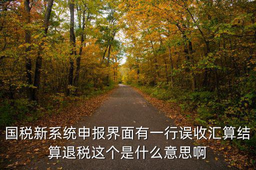 國稅新系統申報界面有一行誤收匯算結算退稅這個是什么意思啊