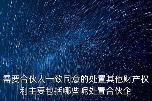 需要合伙人一致同意的處置其他財產權利主要包括哪些呢處置合伙企