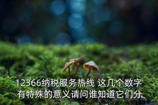 12366納稅服務熱線 這幾個數字 有特殊的意義請問誰知道它們分