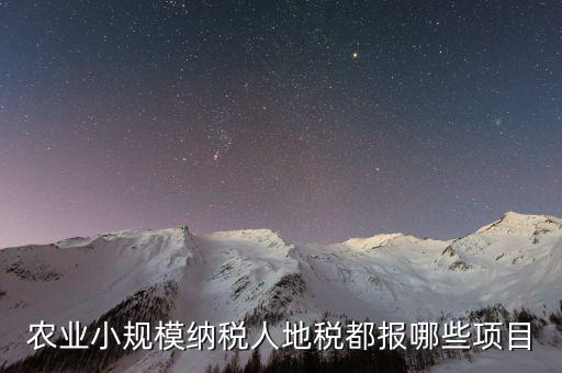 地稅農產品需要報什么，農業小規模納稅人地稅都報哪些項目