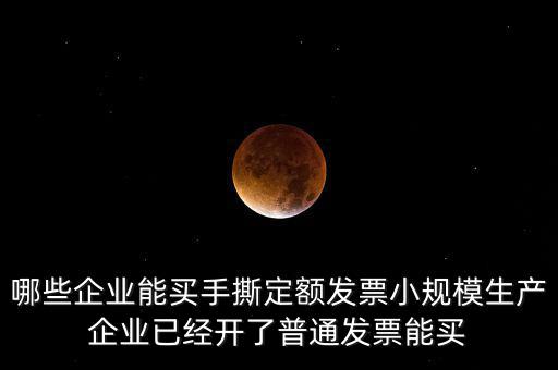 哪些企業能買手撕定額發票小規模生產企業已經開了普通發票能買