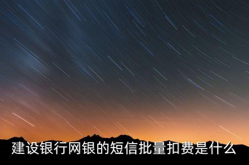 建設銀行網銀的短信批量扣費是什么