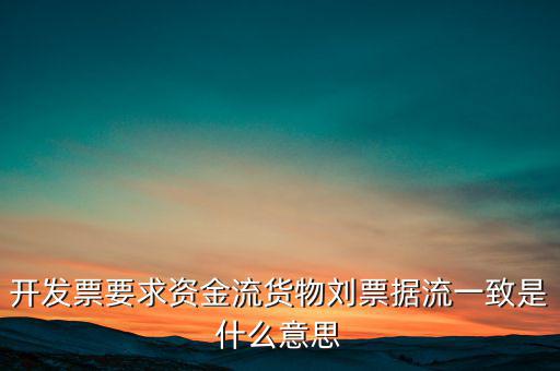 開發票要求資金流貨物劉票據流一致是什么意思