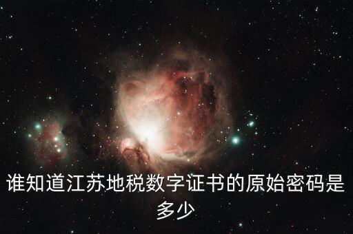 誰知道江蘇地稅數字證書的原始密碼是多少