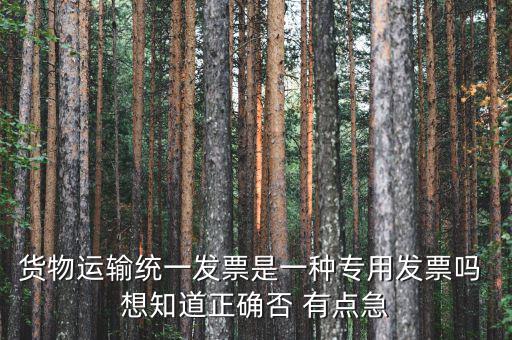 貨物運輸統一發票是一種專用發票嗎 想知道正確否 有點急