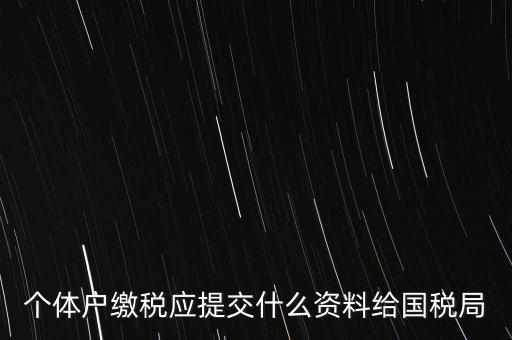 個(gè)體戶報(bào)稅都報(bào)什么資料，個(gè)體戶繳稅應(yīng)提交什么資料給國(guó)稅局