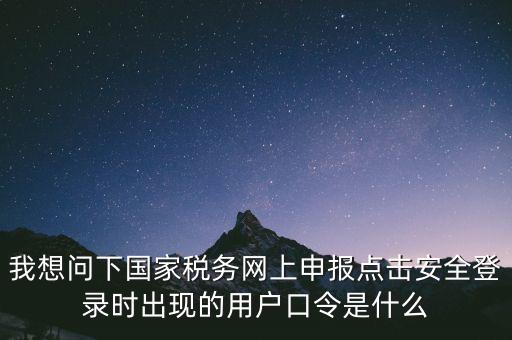 我想問下國家稅務網上申報點擊安全登錄時出現的用戶口令是什么