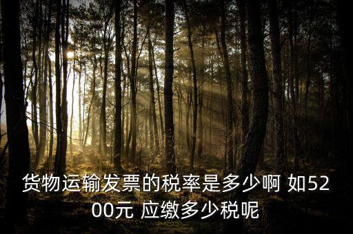 貨物運輸發票的稅率是多少啊 如5200元 應繳多少稅呢