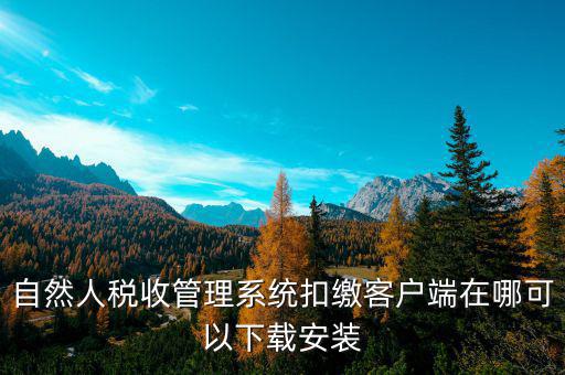 自然人稅收管理系統扣繳客戶端在哪可以下載安裝