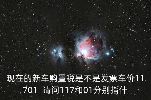 現在的新車購置稅是不是發票車價11701  請問117和01分別指什