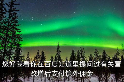您好我看你在百度知道里提問過(guò)有關(guān)營(yíng)改增后支付鏡外傭金