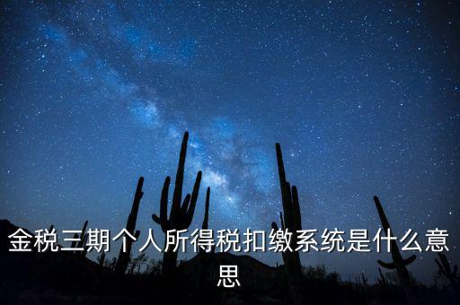 金稅三期個人所得稅扣繳系統是什么意思