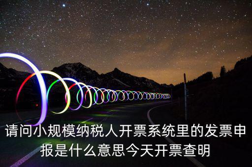 請問小規模納稅人開票系統里的發票申報是什么意思今天開票查明