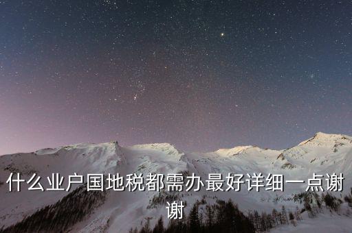 什么業戶國地稅都需辦最好詳細一點謝謝