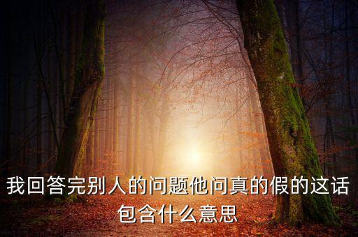 我回答完別人的問(wèn)題他問(wèn)真的假的這話包含什么意思
