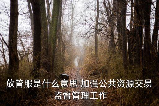 稅務系統放管服指什么，放管服是什么意思 加強公共資源交易 監督管理工作
